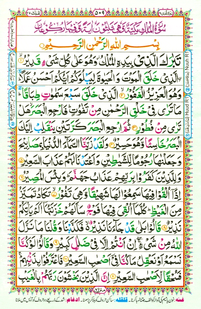 Surah mulk page no 1